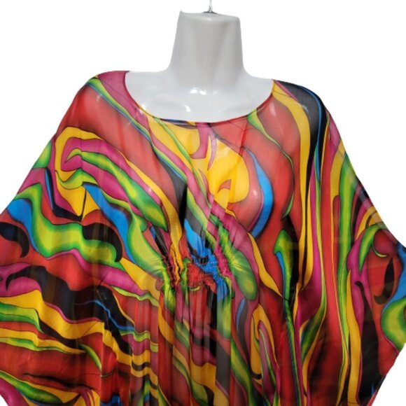 Silk Kaftan Multicolor Dress Caftan Tunic Silk Cover Up Silk… - Picture 7 of 9
